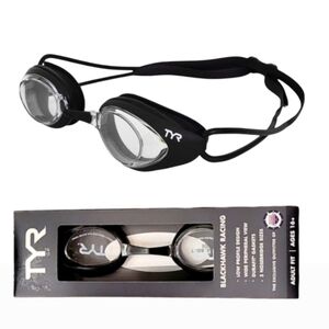 NWT TYR Anti-fog Adult Blackhawk Swimming - Competition Goggles, Clear Matte Blk